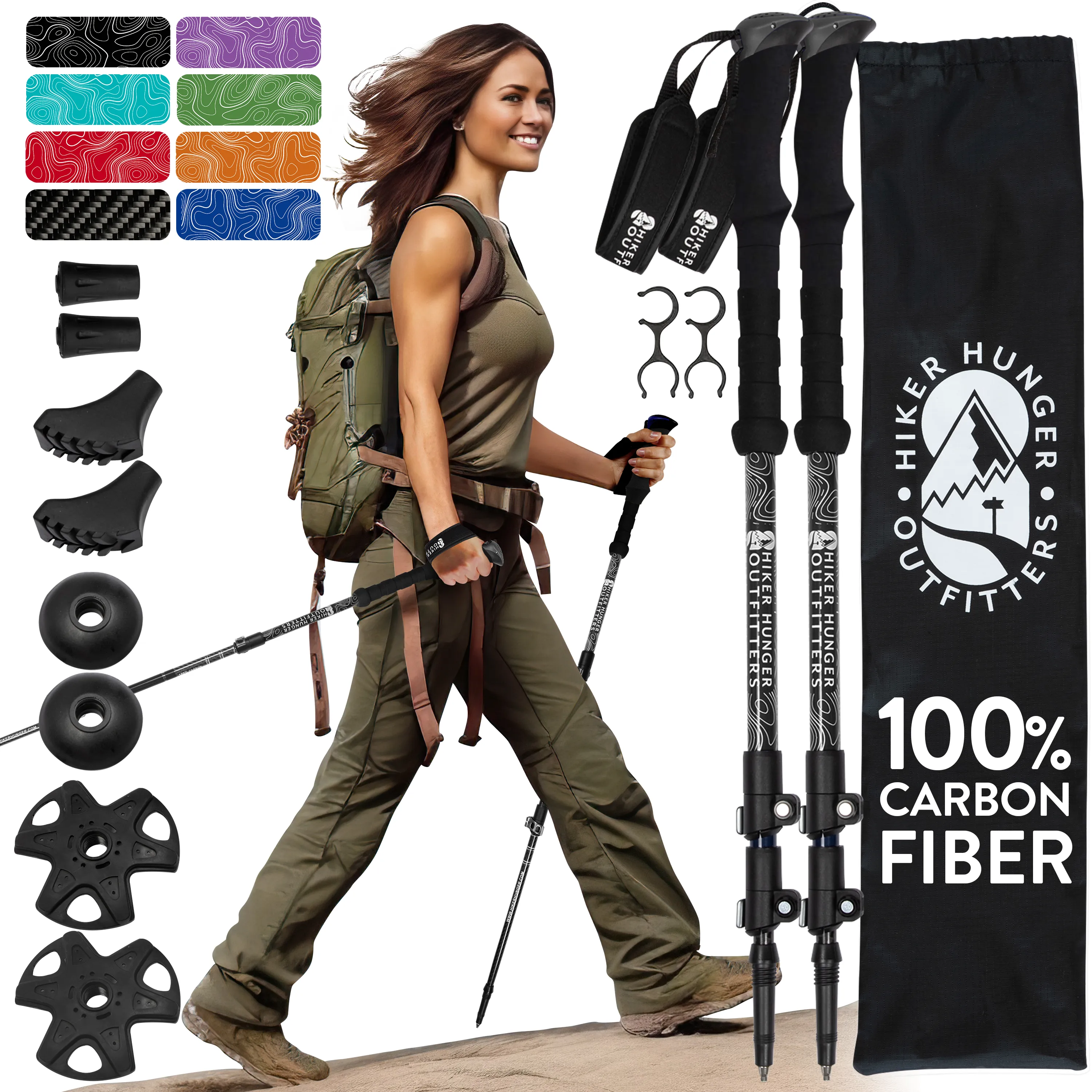 100% Carbon Fiber Trekking Poles