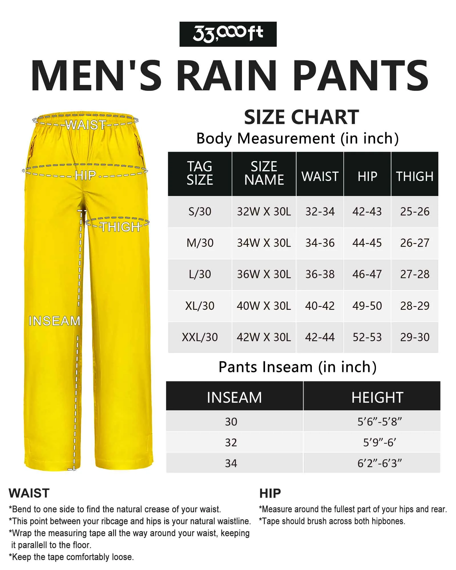 1.10 lbs 5000mm W/P Index 5000 Level Breathable Men's Rain Pants with Reflective Design