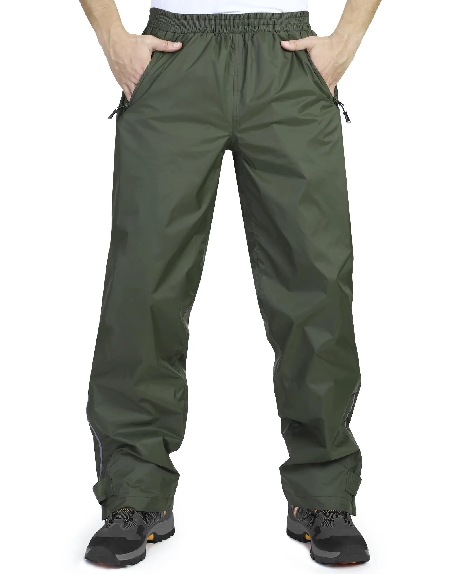 1.10 lbs 5000mm W/P Index 5000 Level Breathable Men's Rain Pants with Reflective Design