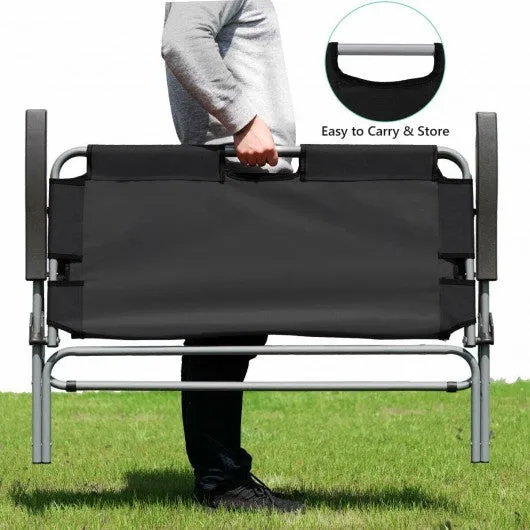 2 Person Folding Camping Bench Portable Double Chair-Black