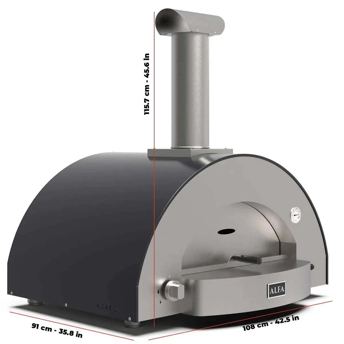 Alfa 4 Pizze CLASSICO 42.5" Gas-Fueled Pizza Oven - Ardesia Grey