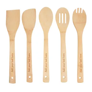 Custom Bamboo Kitchen Spoons (5 Pieces)