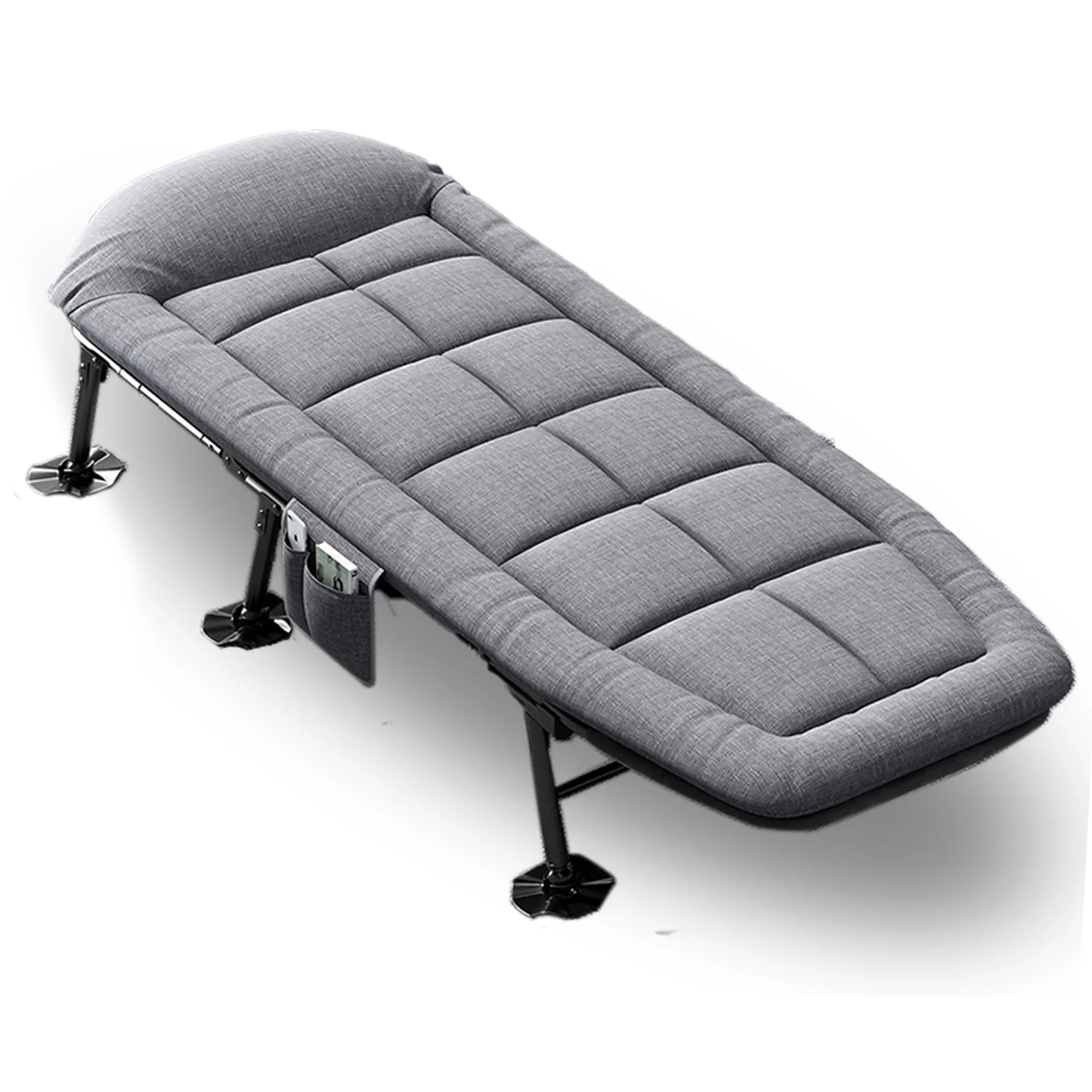 Folding Foldable Portable Camping Bed Cot Recliner Chair Beach Single Outdoor Stretcher - grey