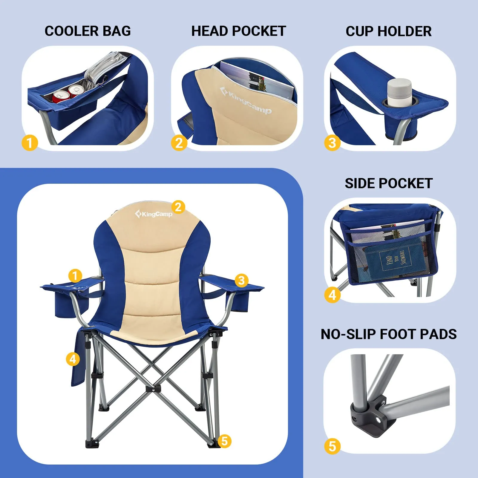 KingCamp Lumbar Support Oversized Camping Chair