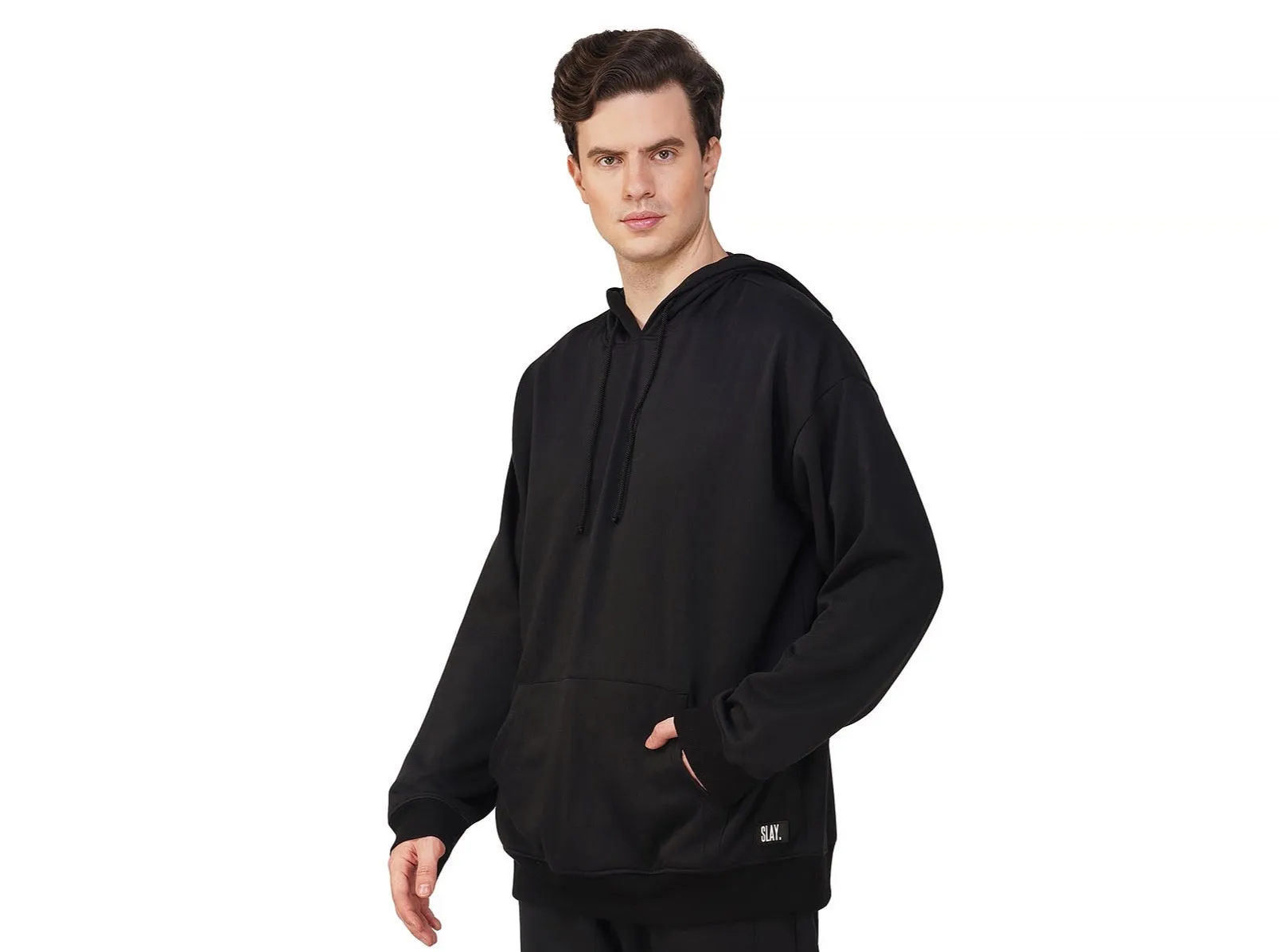 SLAY. Men's Black Oversized Drop Shoulder Hoodie