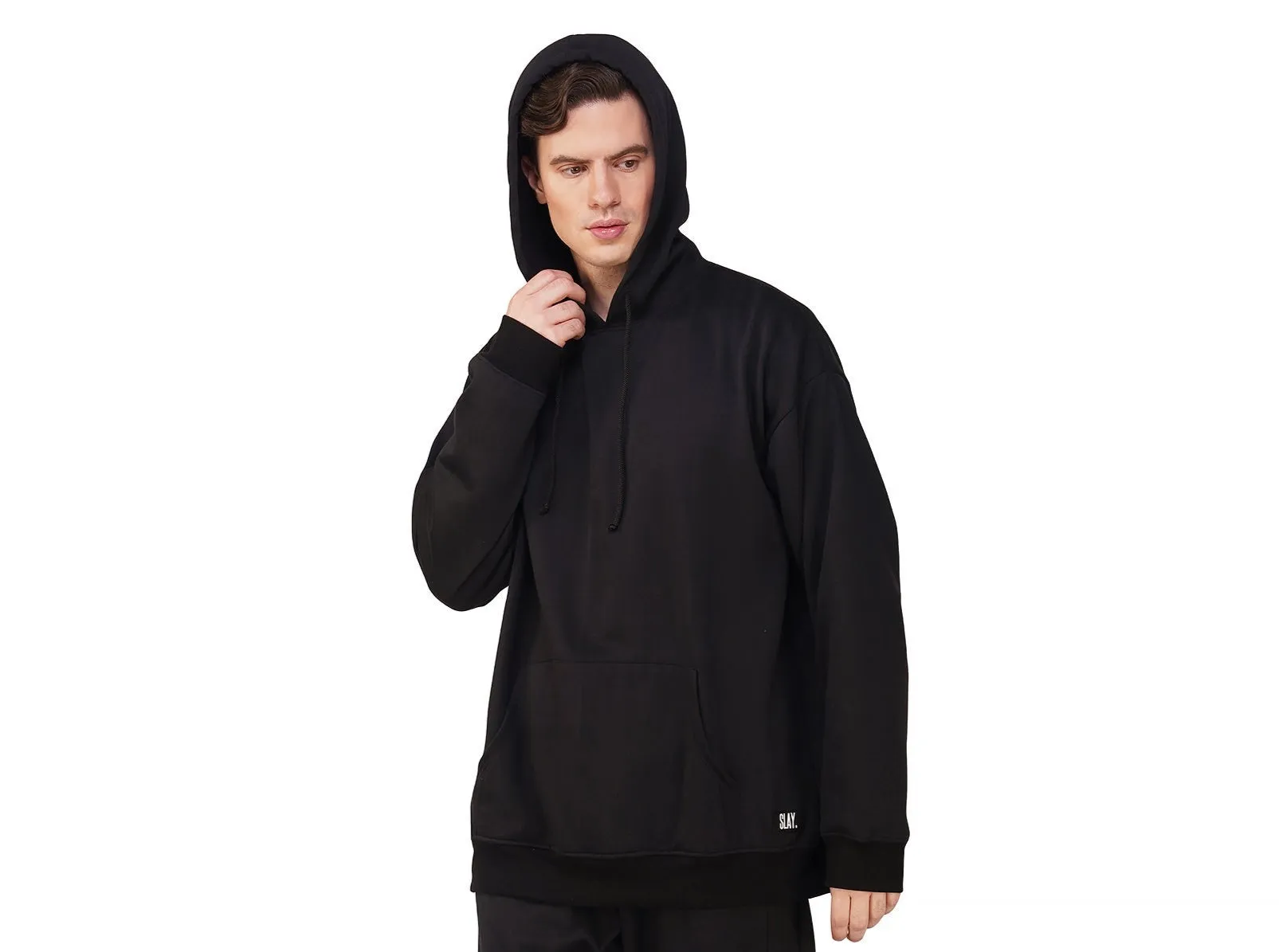 SLAY. Men's Black Oversized Drop Shoulder Hoodie