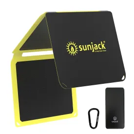 SunJack 15 Watt ETFE Foldable Portable Solar Panel Charger with 10000mAh Power Bank Battery