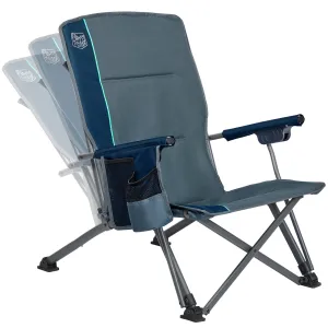 TIMBER RIDGE Folding Low Profile Camping Chair - High Back with 3 Position Adjustable Heavy Duty Beach Chair with 300 lbs Capacity - Carry Bag Cup Holder Blue